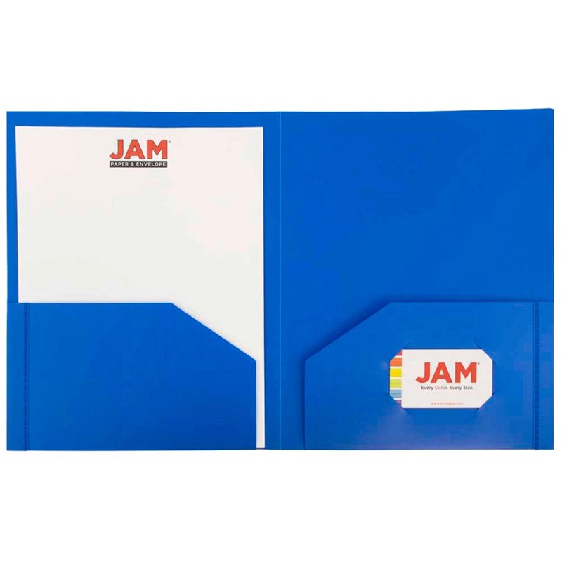 Heavy Duty Plastic Folder Set with 2 Pockets - Assorted Primary Colors, 6 Pack