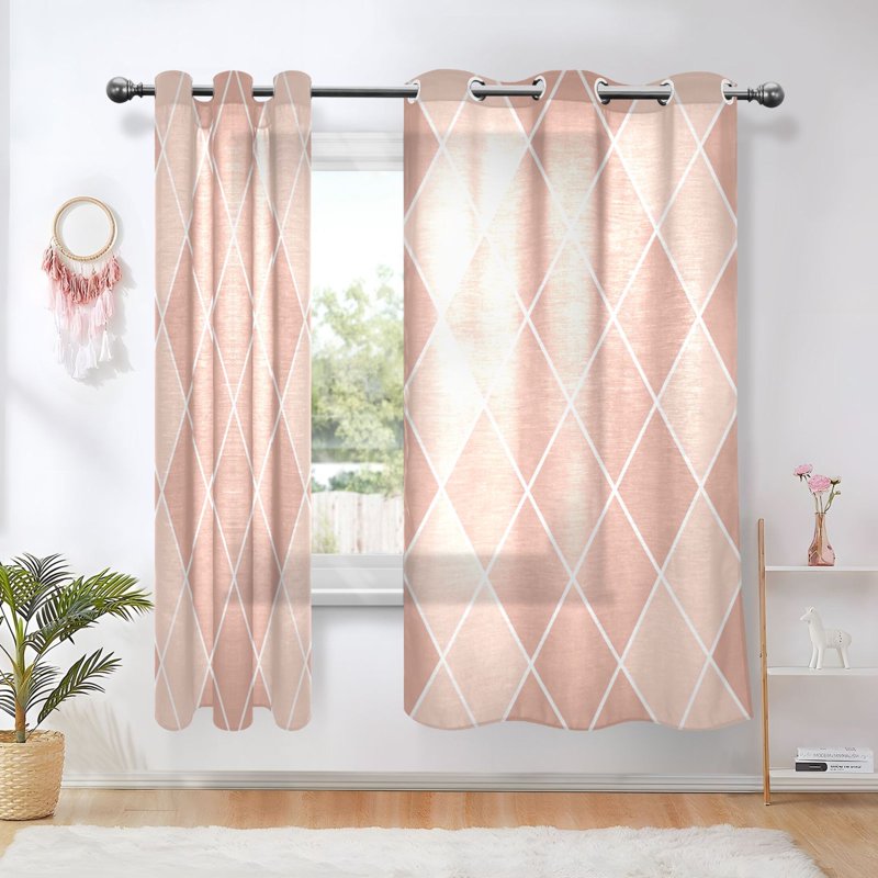 Sheer Curtain Panel Set - Light Filtering Grommet Drapes for Bedroom & Living Room
