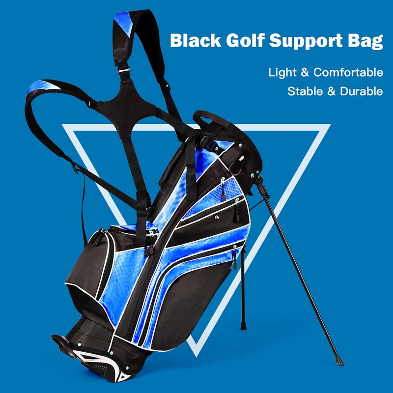 Costway Golf Stand Bag - 6-Way Dividers, 8 Pockets, Blue