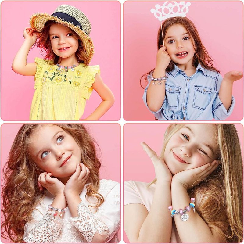 DIY Charm Bracelet Making Kit - 66 Pcs Jewelry Craft Set for Girls