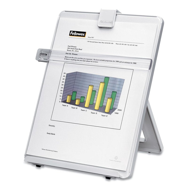 Fellowes Desktop Copyholder, Letter Size, 125-Sheet Capacity, Platinum