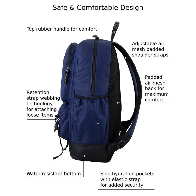 Unisex Laptop Backpack with Multiple Compartments and Water-Resistant Bottom