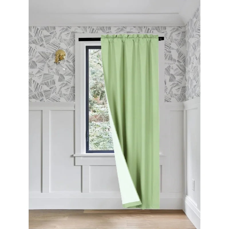 2-Piece Linen Window Curtains Light Filtering Rod Pocket Solid Sage Green