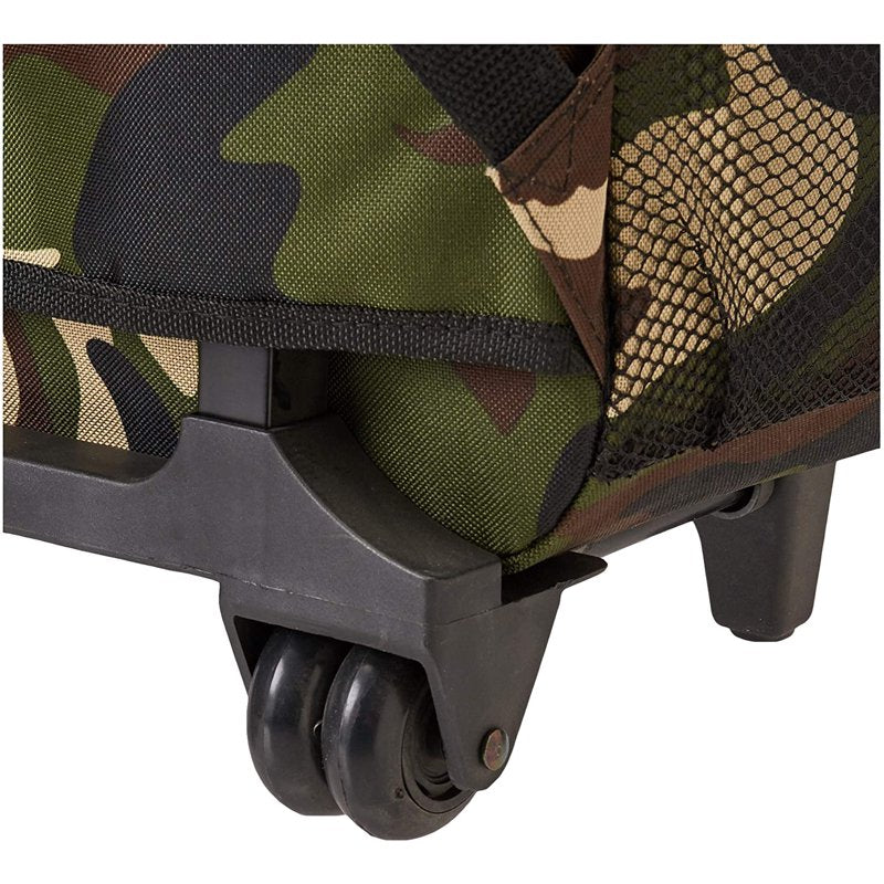 Unisex 17-Inch Rolling Backpack with Double Wheels and Multiple Pockets