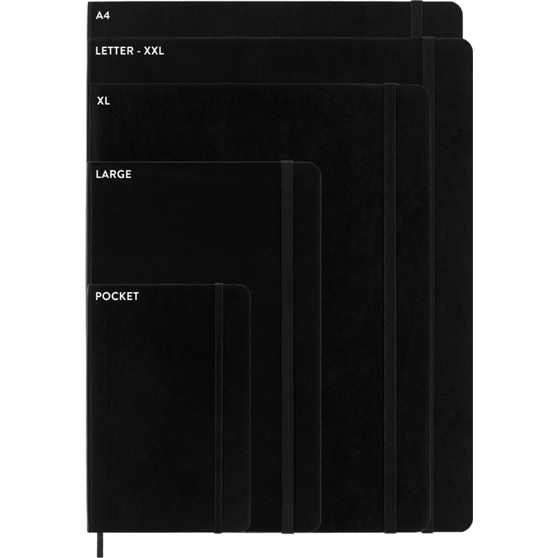 Large Soft Cover Notebook for Writing and Sketching - Ruled, Black