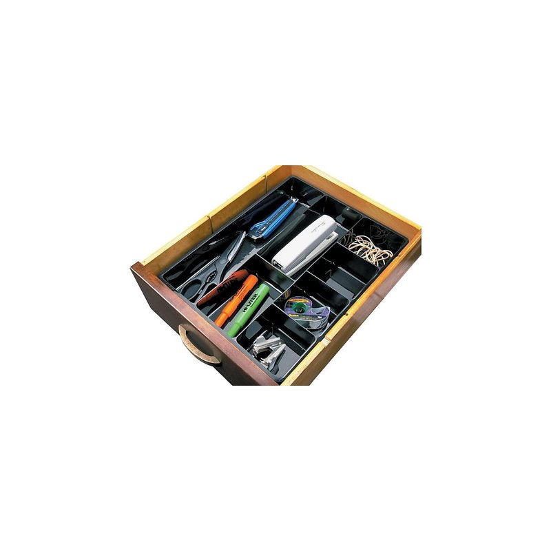 Extra Deep Desk Drawer Organizer Tray with 7 Compartments - Plastic, Black