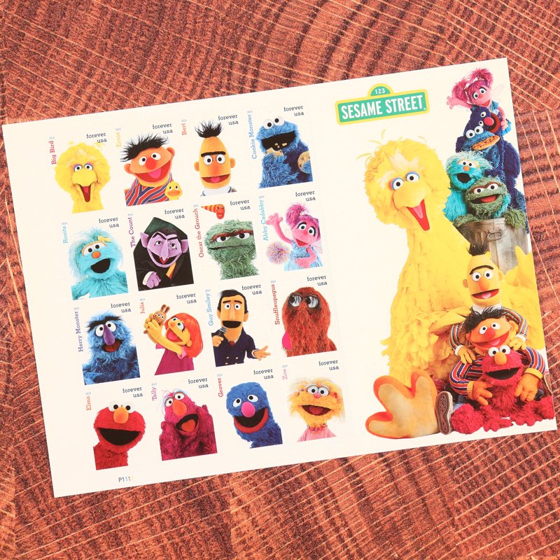 Sesame Street Postage Stamp Sheet - 16 First Class Muppets Collectible