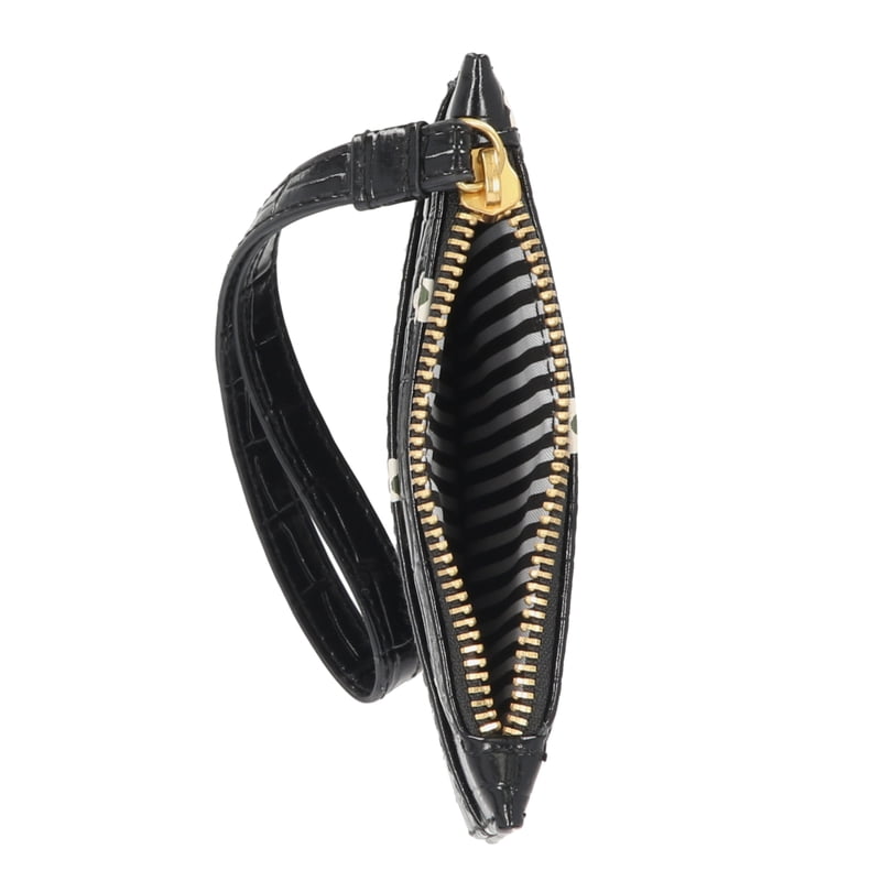 Women's Croco Textured Wristlet Wallet with Zipper & Strap