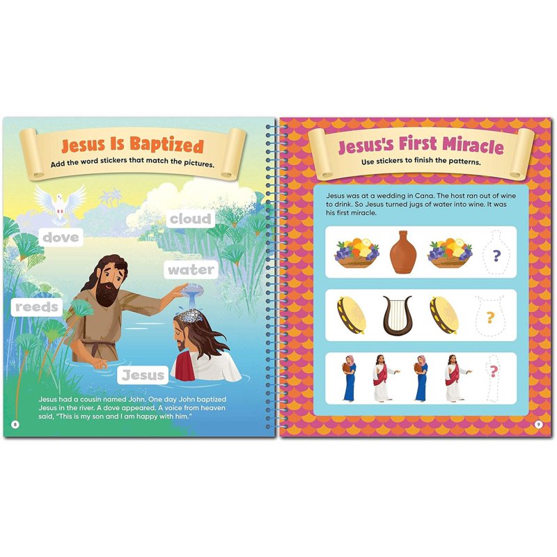 Sticker Activity Book for Kids Ages 3-6 - Stories of Jesus with 225+ Stickers