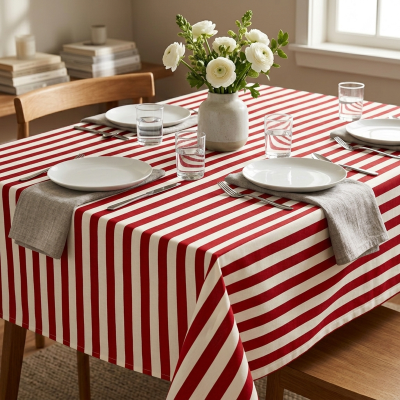 Striped Poly-Cotton Broadcloth Fabric - 60 Inch Wide for Sewing & Crafts