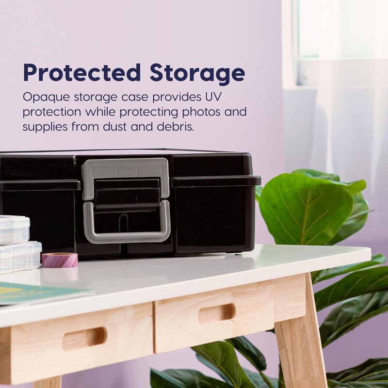 Clear Photo Storage Box with 16 Removable 4x6 Picture Holders, Stackable Organizer