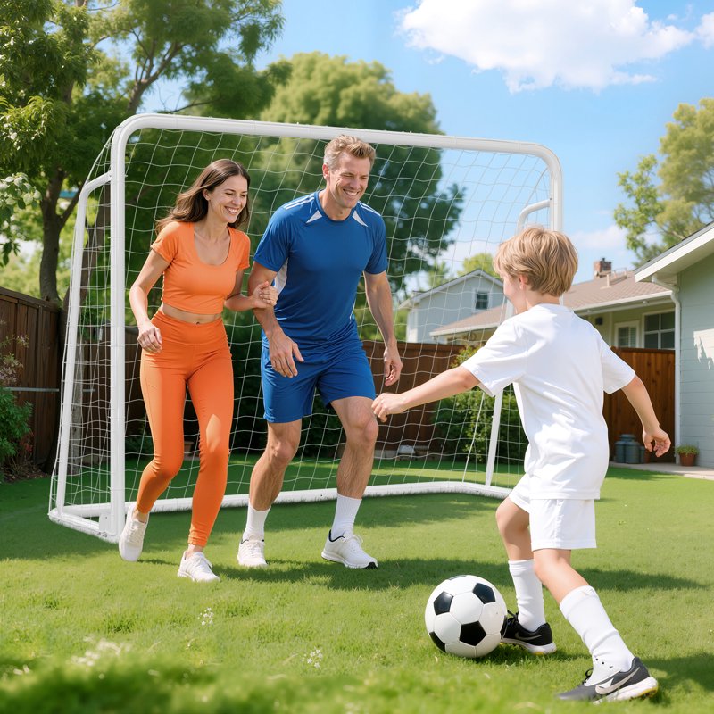8'x6' Portable Soccer Goal Set (B-50 Tube) - White, Foldable, Training & Backyard Goals