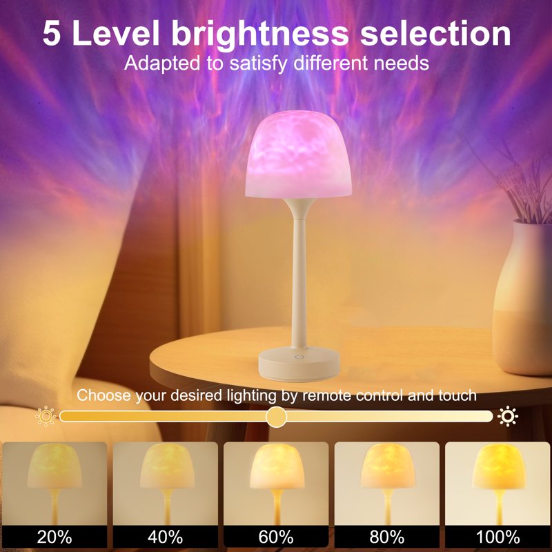 Ocean Wave Projector Table Lamp - 16 RGB Colors Touch & Remote Control