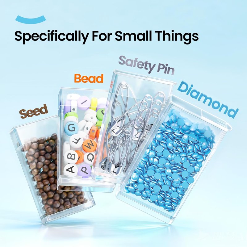 64-Compartment Bead Storage Box with Labels for Diamond Painting Supplies