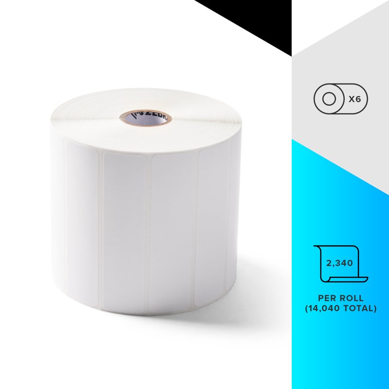 Zebra 4x1 Thermal Labels 2000D Shipping Labels - 6 Rolls, Permanent Adhesive
