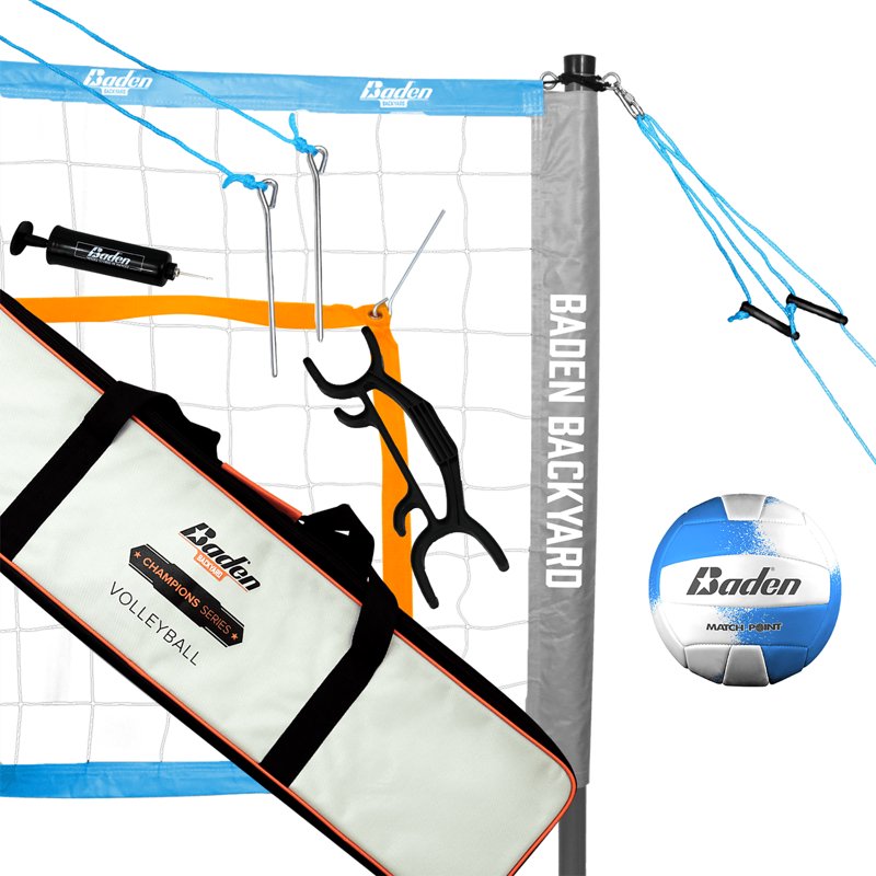 Outdoor Volleyball Net System with Ball, Poles, and Carry Bag