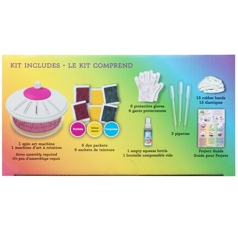 Kids Tie-Dye Spin Art Kit with Fabric Dyes, Gloves & Patterns - 8+