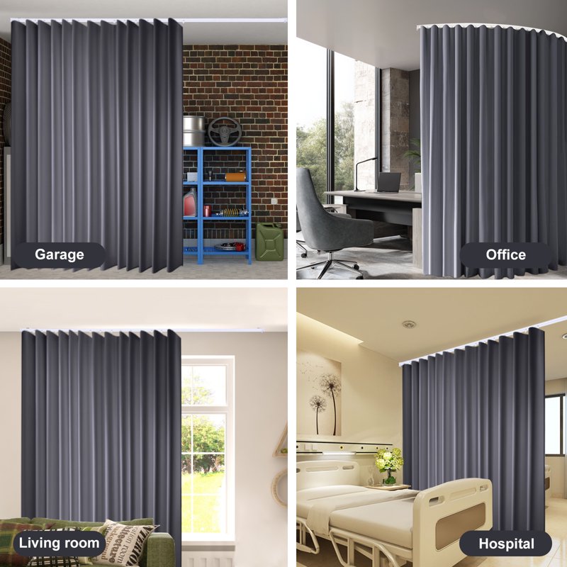 Room Divider Curtains with Ceiling Track Set - Blackout, Privacy, Flexible Mounting