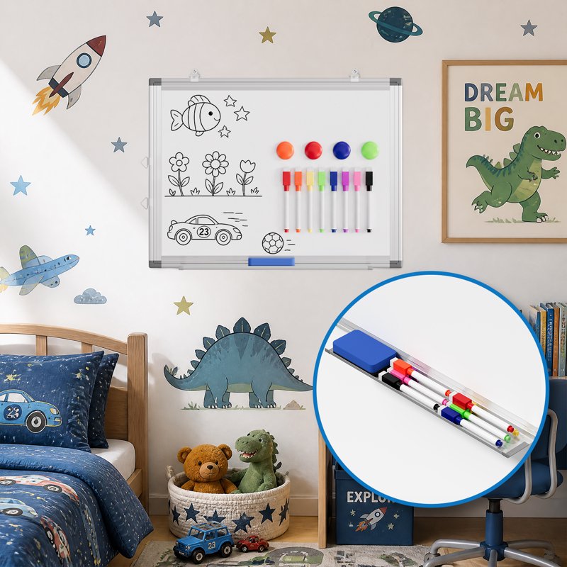 Magnetic Dry Erase Whiteboard 16x12 Inch with Aluminum Frame - Pack of 1