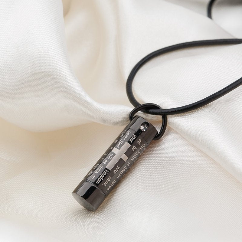 Cross Cylinder Cremation Jewelry Urn Necklace with Free Funnel & Velvet Box