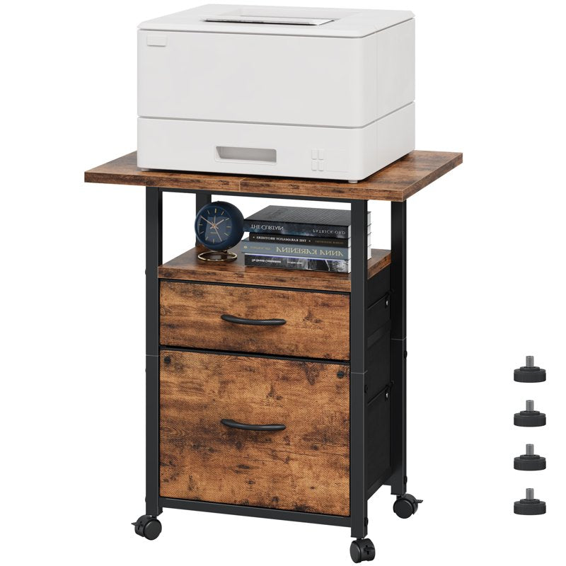 2-Drawer Rolling File Cabinet with Large 24 Inch Tabletop for Home Office
