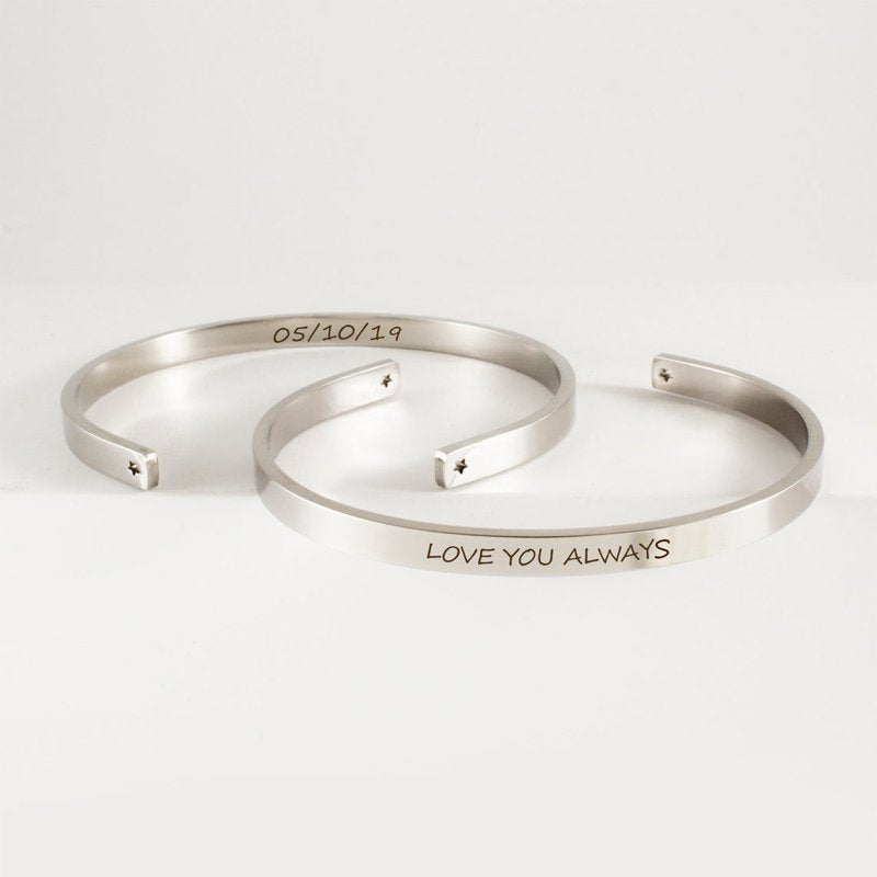 Personalized Couple's Engravable Bracelets Set - His and Hers Anniversary Gift