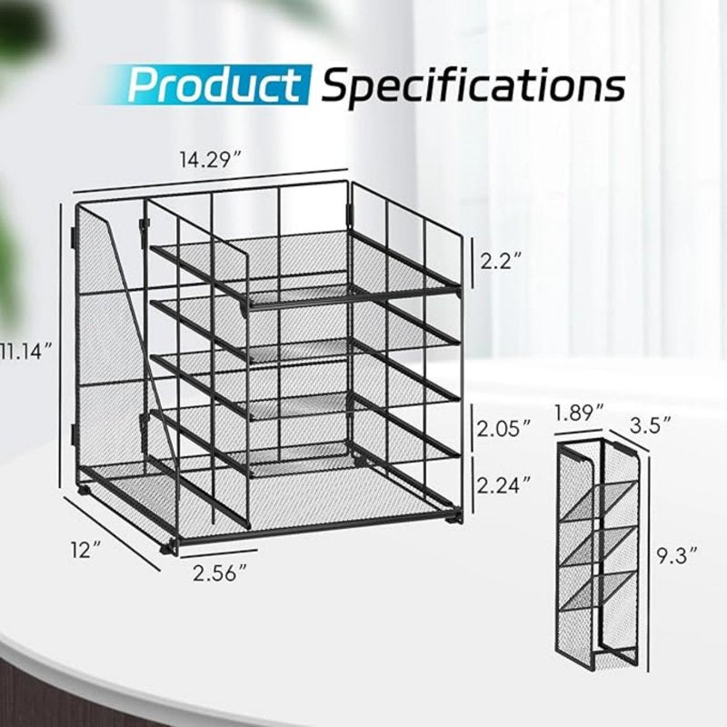 5-Tier Desk Organizer with Pen and Magazine Holders for Office & Home