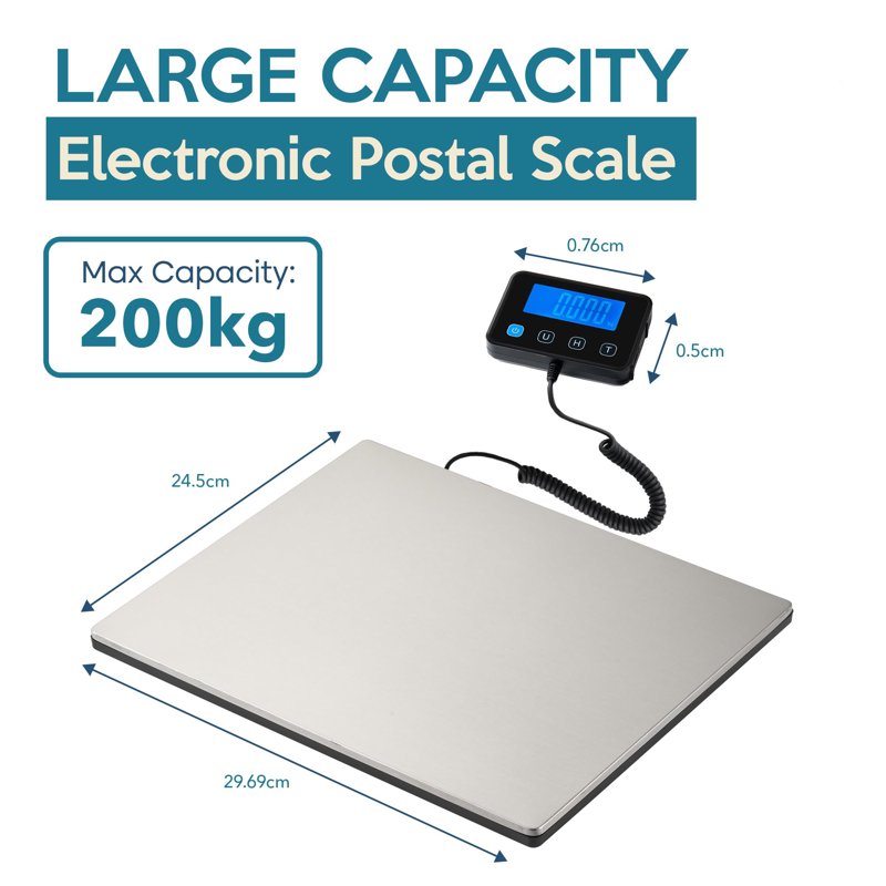 Digital Postal Shipping Scale 440 lb Heavy Duty Wide Platform Tare Hold USB-C Battery