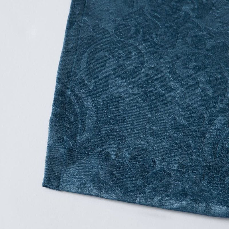 Blackout Curtains with Embossed Damask Pattern - Room Darkening Thermal Drapes