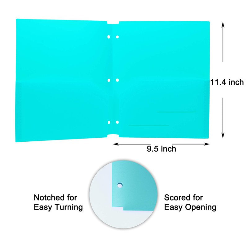 Heavy Duty Plastic Letter Size File Folders 6-Pack Moisture Resistant Notched Pockets