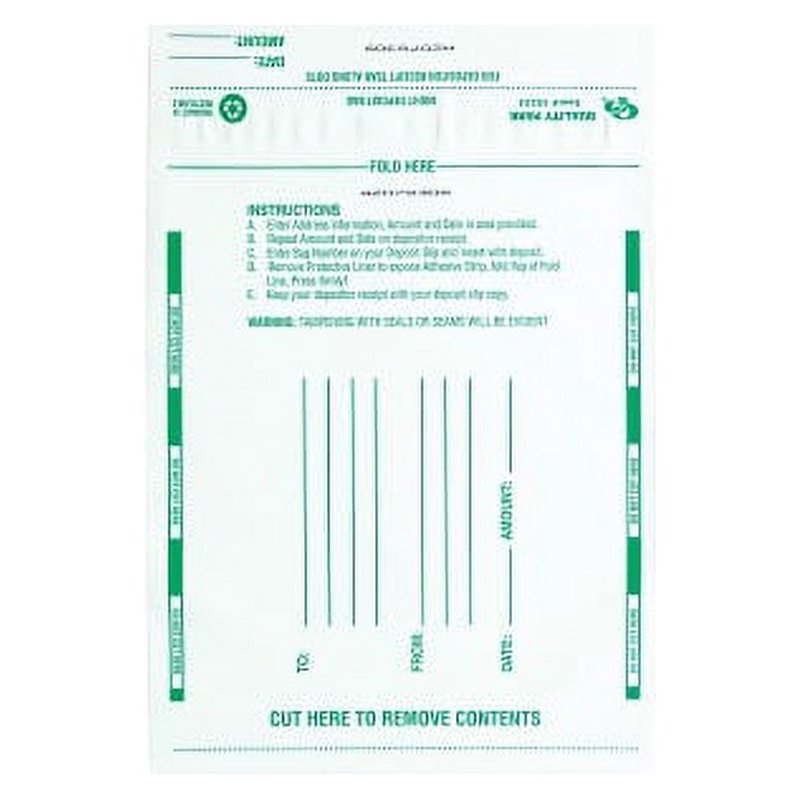 Night Deposit Bags White Polyethylene 8.5 x 10.5 Inch 100 Pack