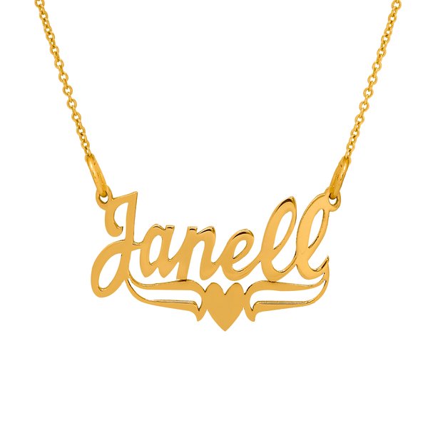 Personalized Name Necklace with Heart & Tail - Customizable Pendant for Women