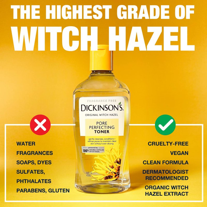Natural Witch Hazel Toner for Face - 16 Fl Oz, 3 Pack