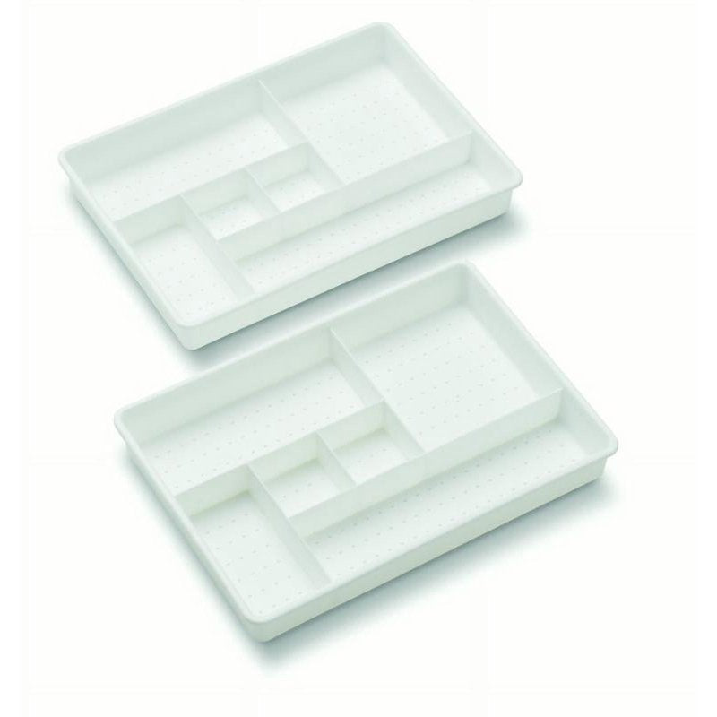 Drawer Organizer Tray - White, Two Compartment Storage Solution
