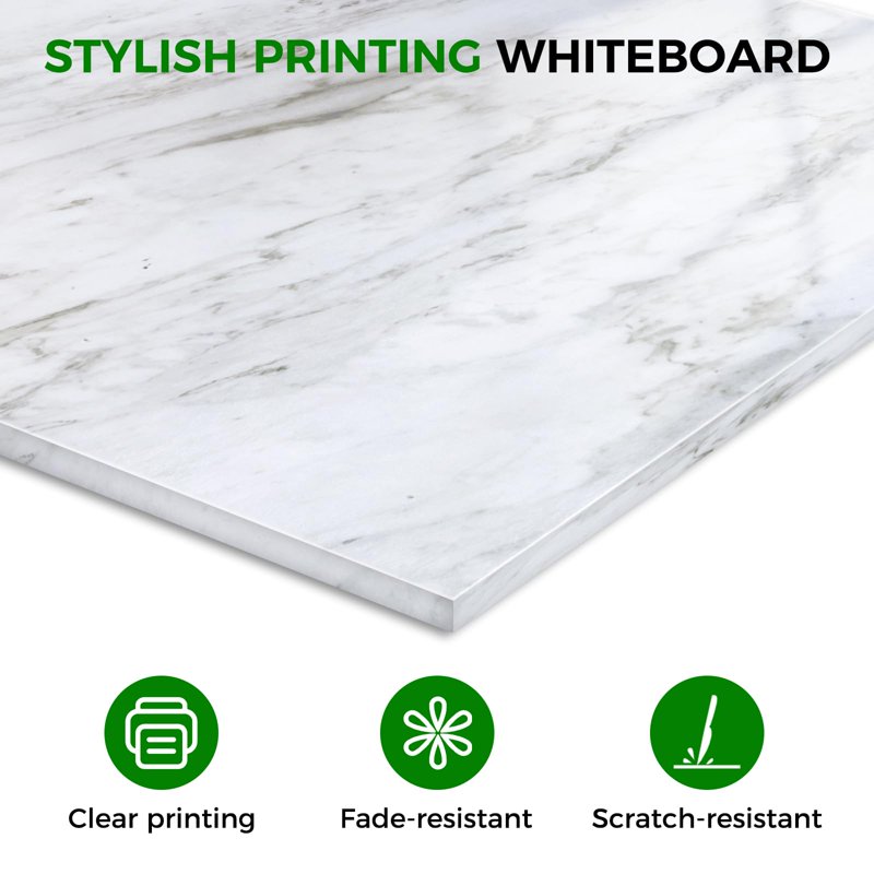 Magnetic Dry Erase Board with Marble Pattern - Wall Mount Whiteboard for Home Office & Classroom