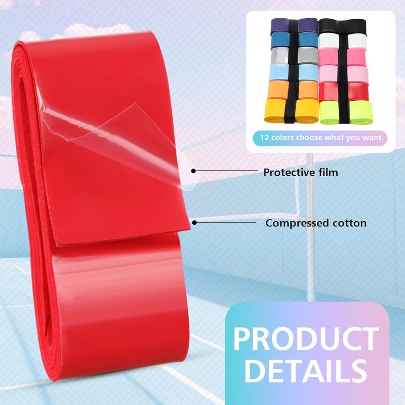 Multicolor Tennis Racket Grip Tape - Antislip PU Overgrip for Tennis, Badminton, Pickleball