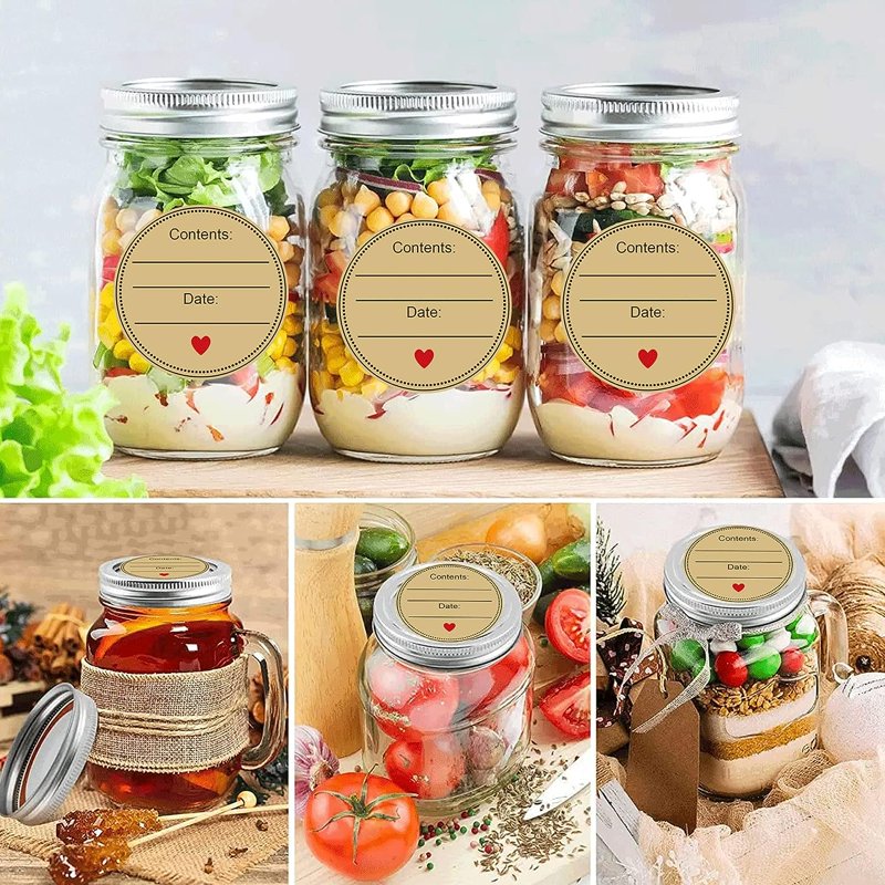 2-Inch Kraft Paper Spice Labels for Jars - 500 Pack Food Storage Labels