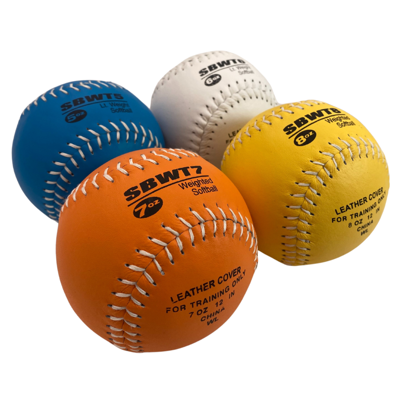 12-Inch Weighted Softball Set with Leather Cover - Training Balls for Pitchers