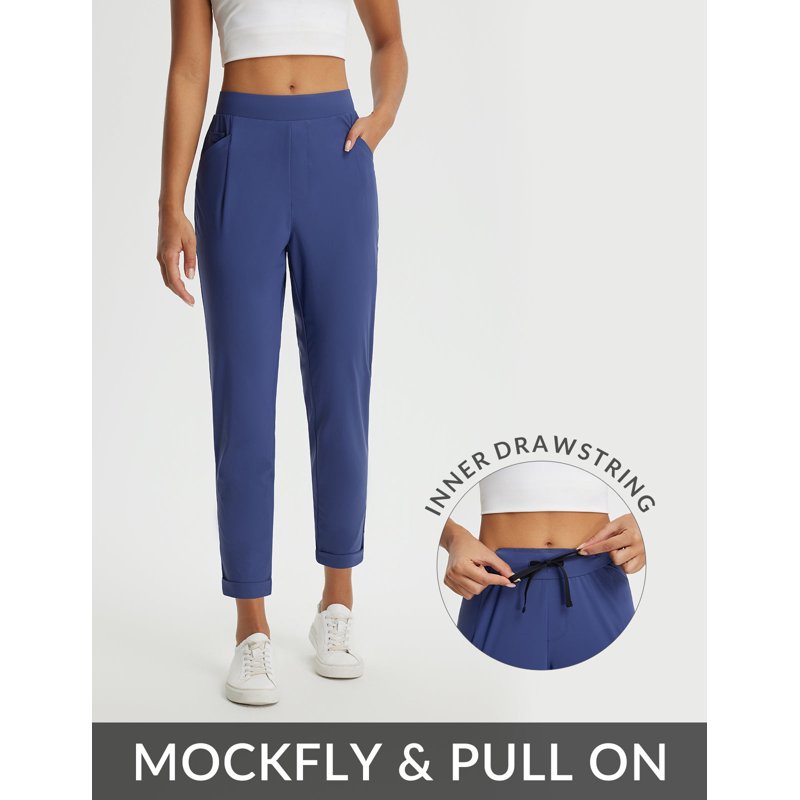 Navy Blue Ankle Length Work Pants for Women - Baleaf Petite Dressy Casual Golf Stretch