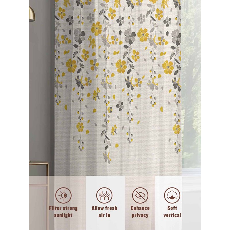 Light Filtering Sheer Curtains 54 Inches Long - 2 Panels Window Drapes