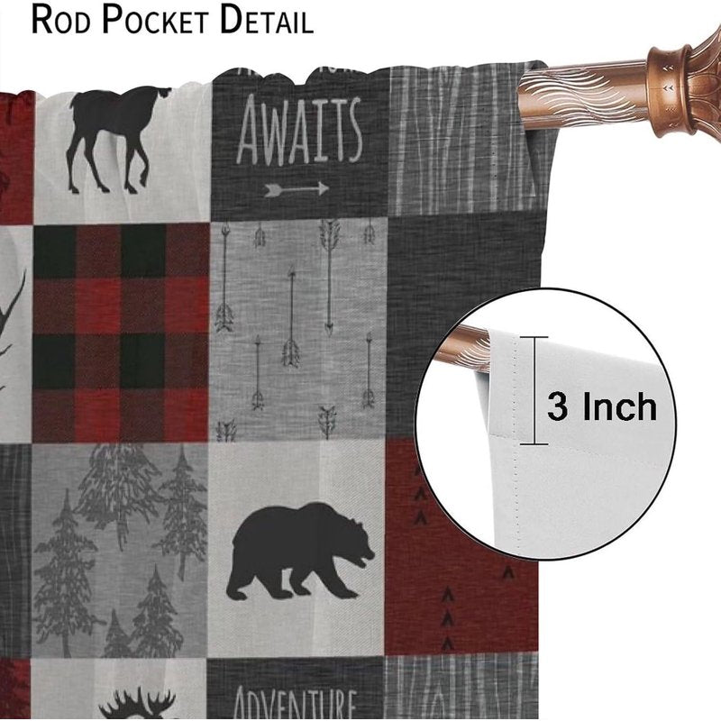 Rustic Farmhouse Kitchen Curtains - Blackout Polyester Window Treatments, 28x40 Inches
