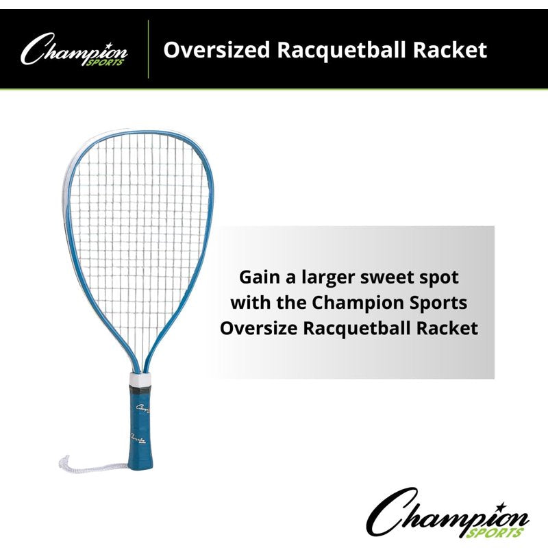 Oversized Racquetball Racket with Aluminum Frame and Leather Grip