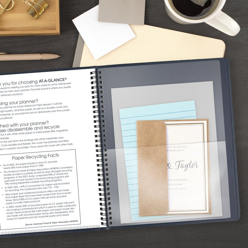 Large Navy 15-Month Monthly Planner 9x11 - Office Organizer