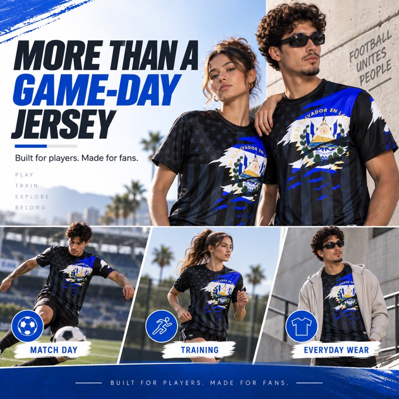 El Salvador Soccer Jersey XS - Lightweight Moisture-Wicking Fan Shirt, Athletic Fit, Fox & Fury