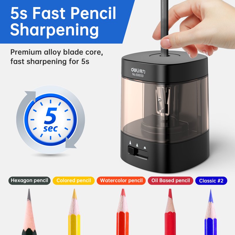 Electric Pencil Sharpener with Adjustable Modes & Safety Design