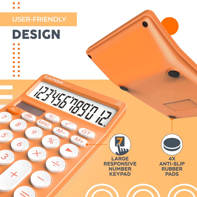 12 Digit Desktop Calculator with Large LCD Display & Big Buttons for Office Home School