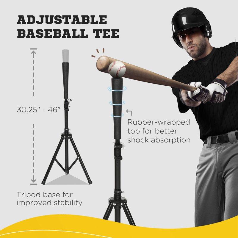 Extra Large Baseball & Softball Hitting Net Set with Tee & Caddy, 17x10 ft