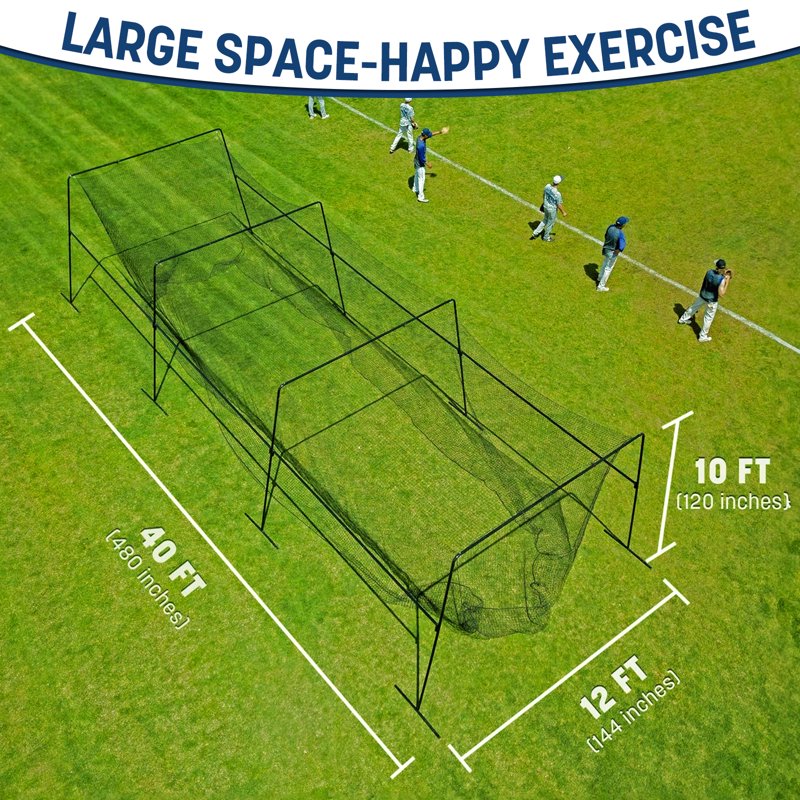 40ft Collapsible Baseball Batting Cage with Heavy-Duty Steel Frame & UV Net for Indoor Outdoor Training