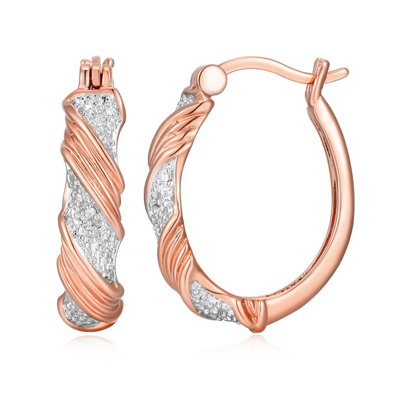 Diamond Accent Hoop Earrings in 14k Rose Gold, Silver & Yellow Gold