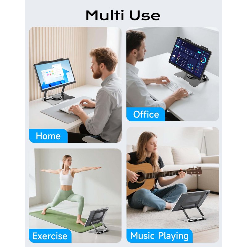 Aluminum Laptop Stand for Desks, Adjustable Foldable Ergonomic Stand